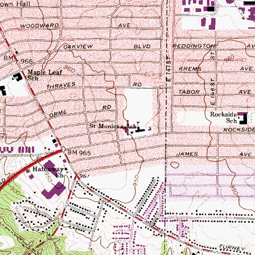 Topographic Map of Saint Monicas Catholic Church, OH