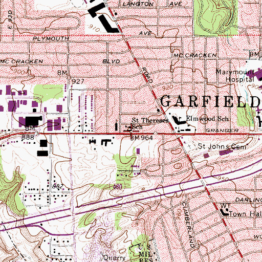 Topographic Map of Saint Therese Catholic Church, OH
