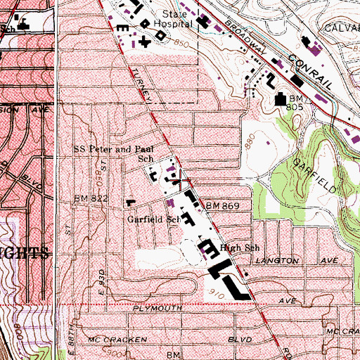 Topographic Map of Saints Peter and Paul Roman Catholic Church, OH