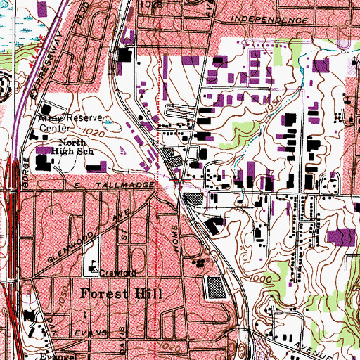Topographic Map of Bettes Corners, OH