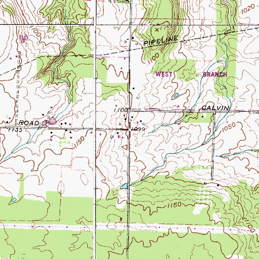 Topographic Map of Bloody Corners, OH