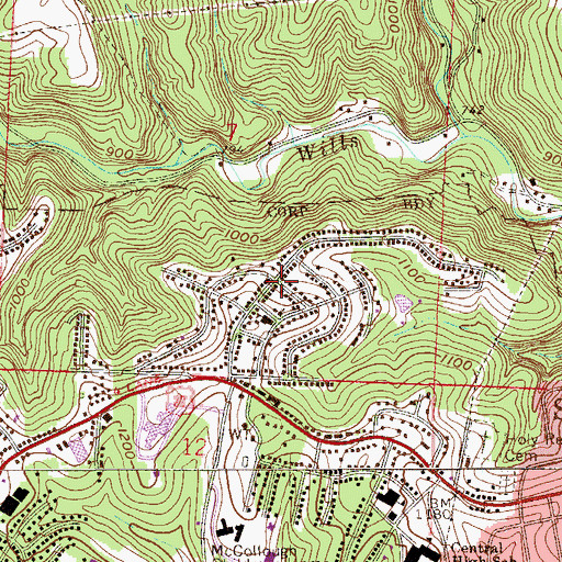 Topographic Map of Buena Vista Heights, OH