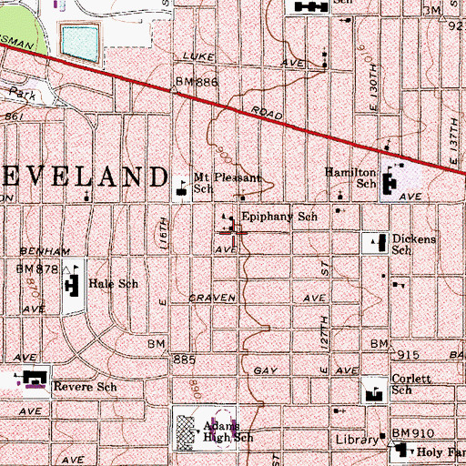 Topographic Map of Epiphany Catholic Church, OH