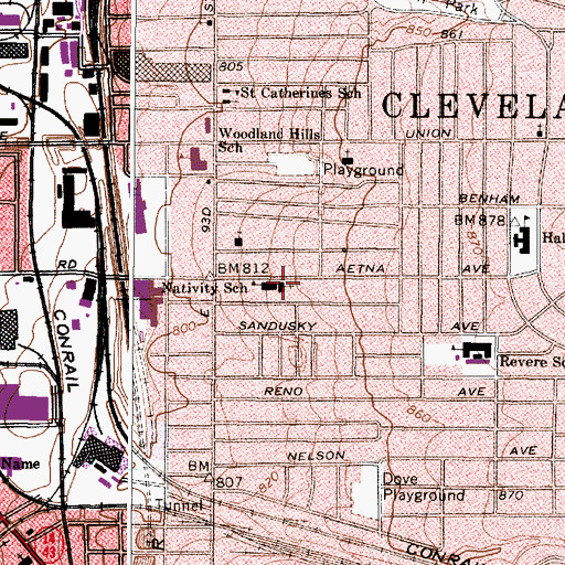 Topographic Map of Nativity Catholic Church, OH