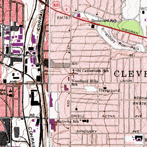 Topographic Map of Saint Catherines Catholic Church, OH