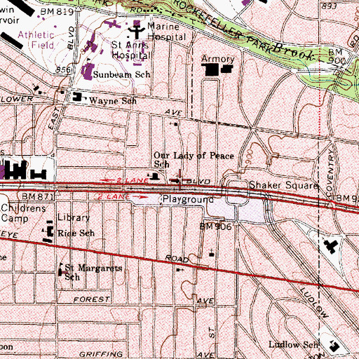 Topographic Map of Our Lady of Peace Catholic Church, OH