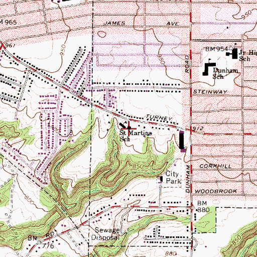 Topographic Map of Saint Martin of Tours Catholic Church, OH