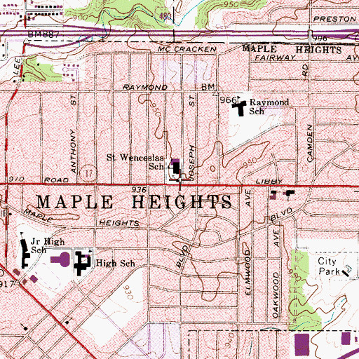 Topographic Map of Saint Wenceslas Catholic Church, OH