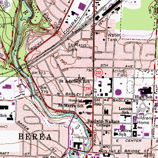 Topographic Map of Saint Adalbert Catholic Church, OH