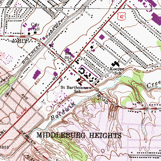Topographic Map of Saint Bartholomew Catholic Church, OH