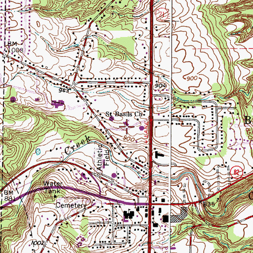 Topographic Map of Saint Basils Church, OH