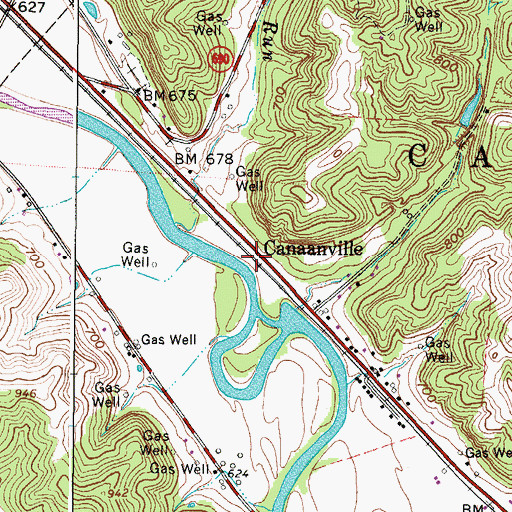 Topographic Map of Canaanville, OH