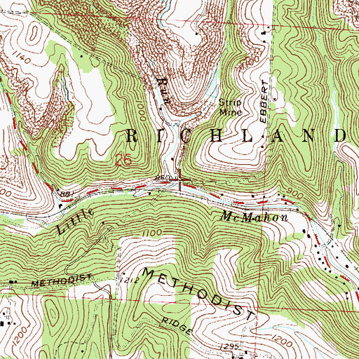 Topographic Map of Claremont, OH