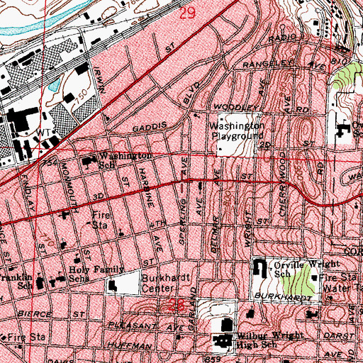 Topographic Map of East Dayton, OH