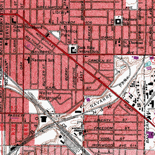 Topographic Map of East Toledo, OH
