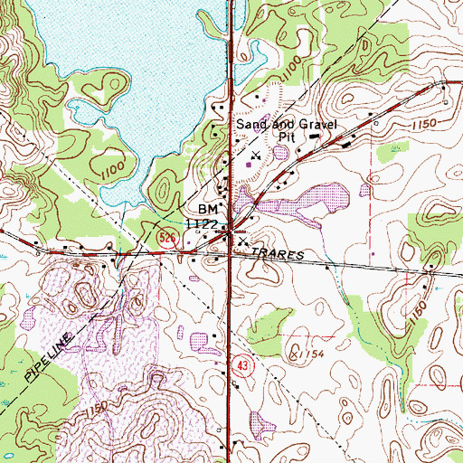 Topographic Map of Five Corners, OH