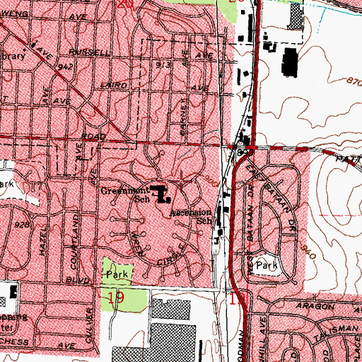 Topographic Map of Greenmont, OH