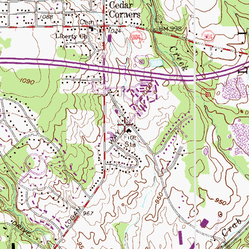 Topographic Map of Halls Corners, OH
