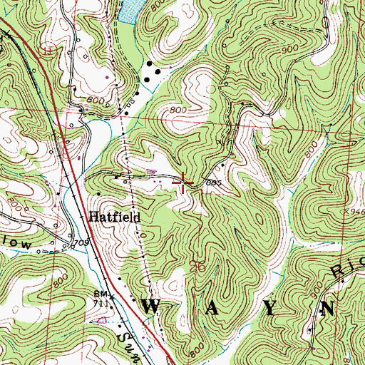 Topographic Map of Hatfield, OH