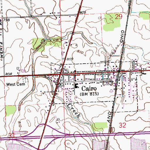 Topographic Map of Cairo United Church of Christ, OH