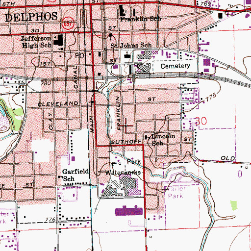 Topographic Map of First Christian Union Church, OH