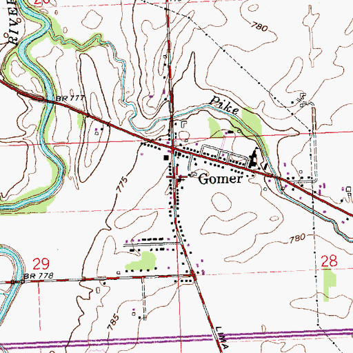 Topographic Map of Gomer United Church of Christ, OH