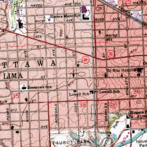 Topographic Map of Market Street Presbyterian Church, OH