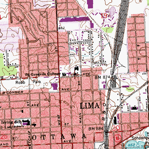 Topographic Map of Saint Gerard Catholic Church, OH