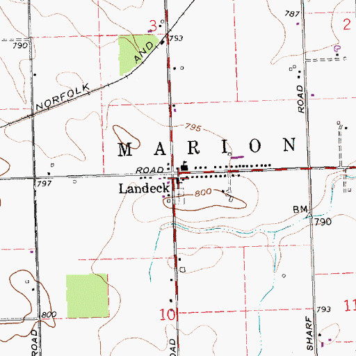 Topographic Map of Saint John the Baptist Catholic Church, OH