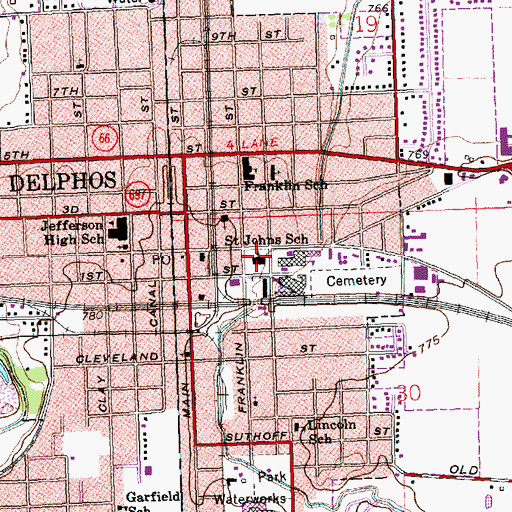 Topographic Map of Saint John the Evangelist Catholic Church, OH
