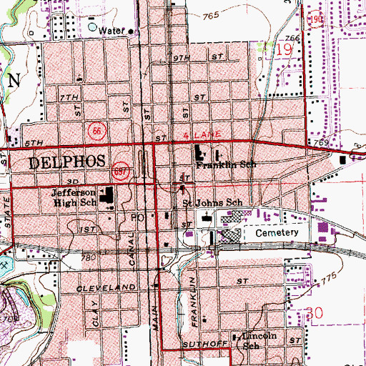 Topographic Map of Trinity United Methodist Church, OH