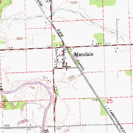 Topographic Map of Mandale Church of Christ in Christian Union, OH