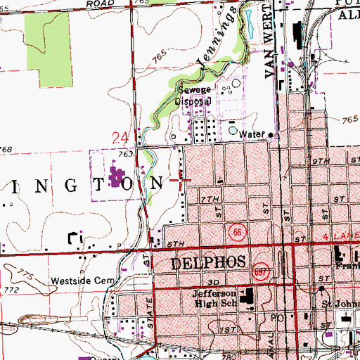 Topographic Map of First Assembly of God Church, OH