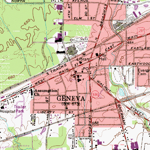 Topographic Map of Christ Episcopal Church, OH