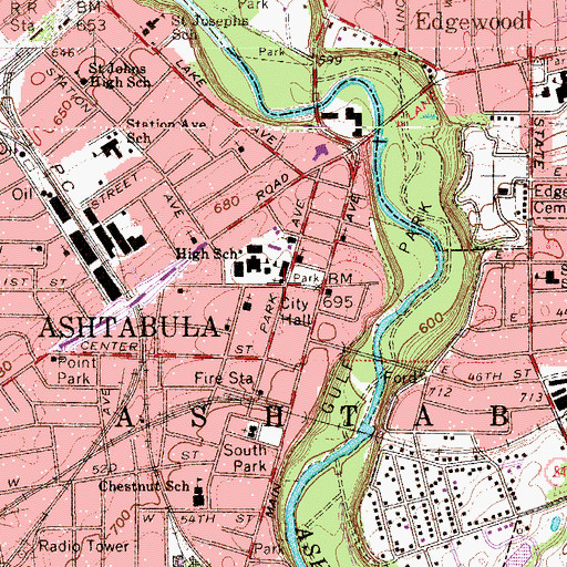 Topographic Map of First Baptist Church, OH