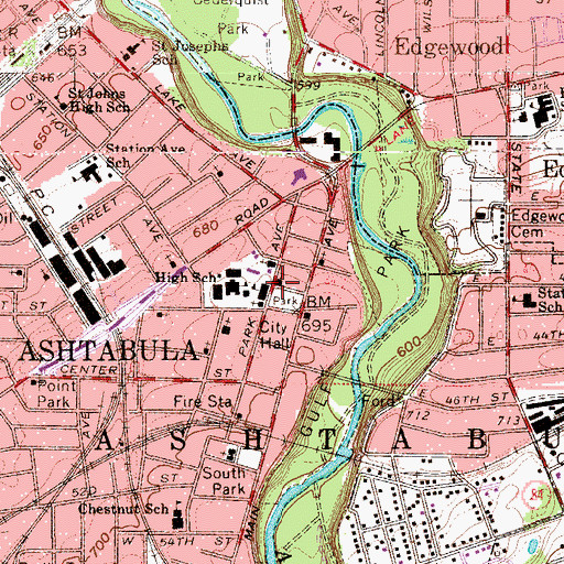 Topographic Map of First Congregational United Church of Christ, OH