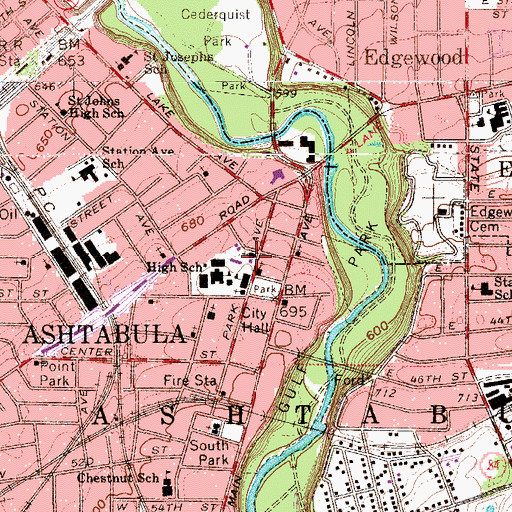 Topographic Map of First Presbyterian Church, OH