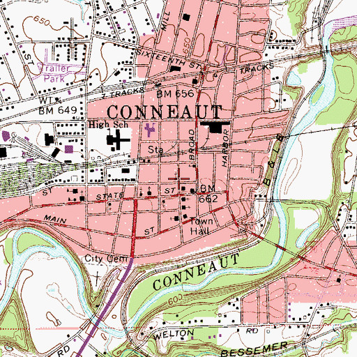 Topographic Map of First United Methodist Church, OH