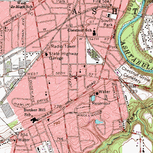 Topographic Map of Harris Memorial Presbyterian Church, OH