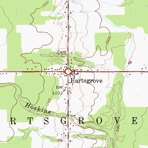 Topographic Map of Hartsgrove United Church of Christ, OH