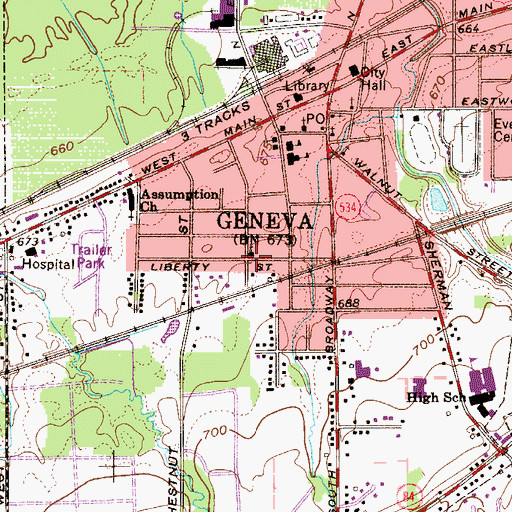 Topographic Map of New Life Assembly of God Church, OH