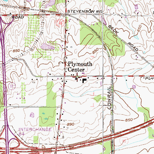Topographic Map of Plymouth United Methodist Church, OH