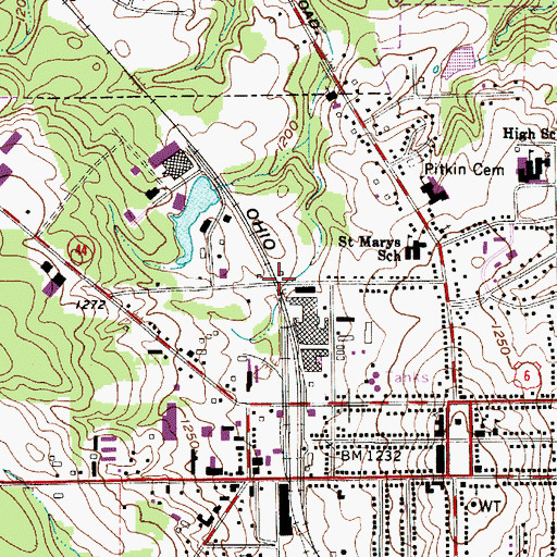 Topographic Map of Clarks, OH