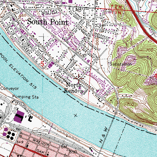 Topographic Map of North Kenova, OH