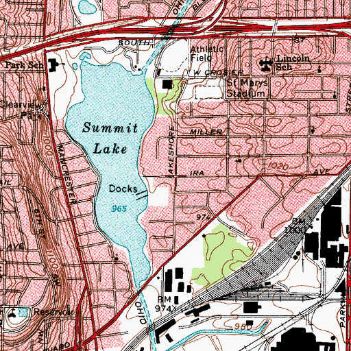 Topographic Map of Summit Beach Park, OH