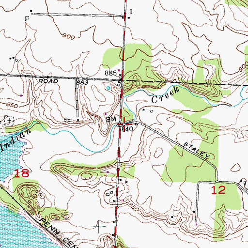 Topographic Map of Old Stanley Mill (historical), OH