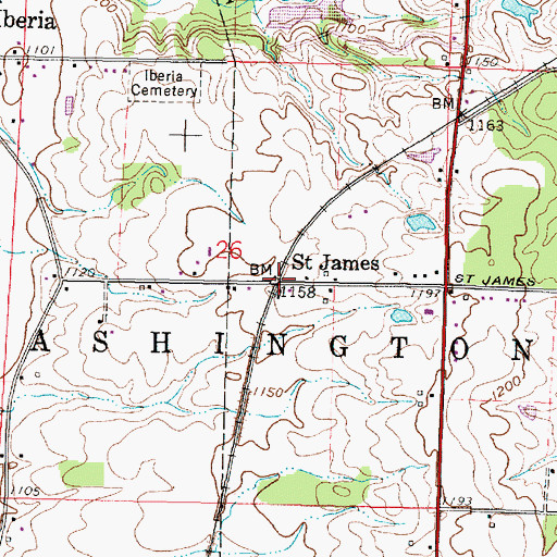 Topographic Map of Saint James, OH