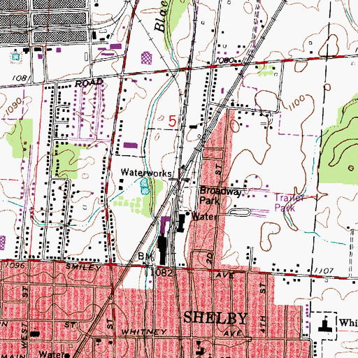 Topographic Map of Shelby Junction, OH