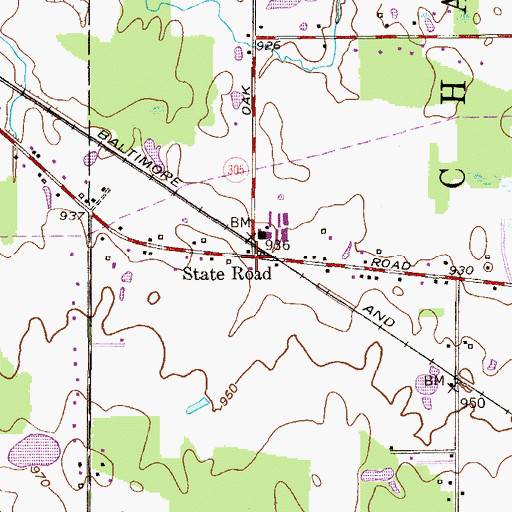 Topographic Map of State Road, OH