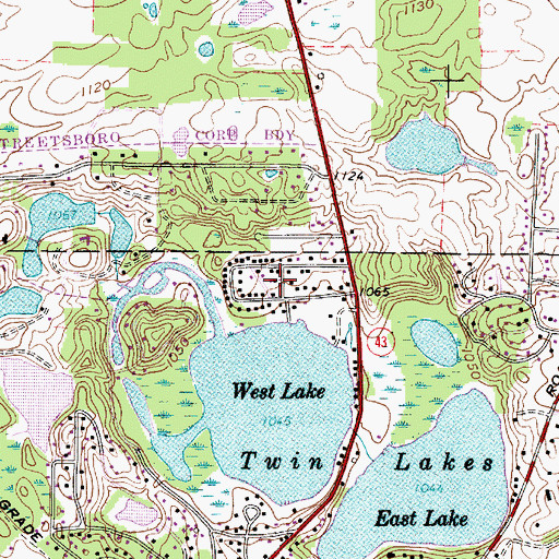 Topographic Map of Twin Lakes, OH
